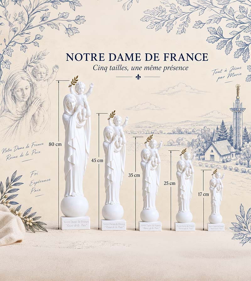 Statue Notre-Dame de France, Reine de la Paix - 17 à 80 cm – Image 3